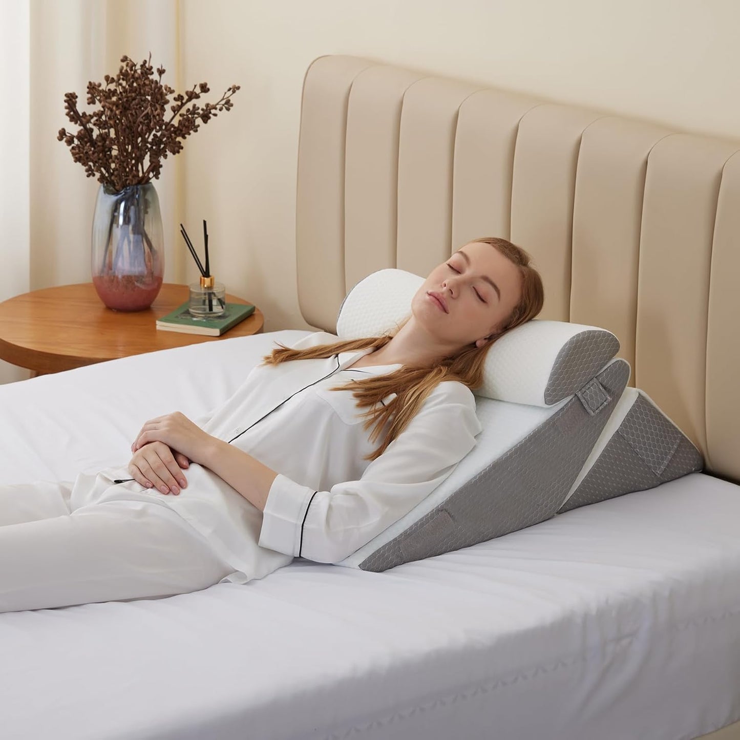 Orthopedic Bed Wedge Pillow Set — 3-Piece, Adjustable, Back Pain & Acid Reflux Relief