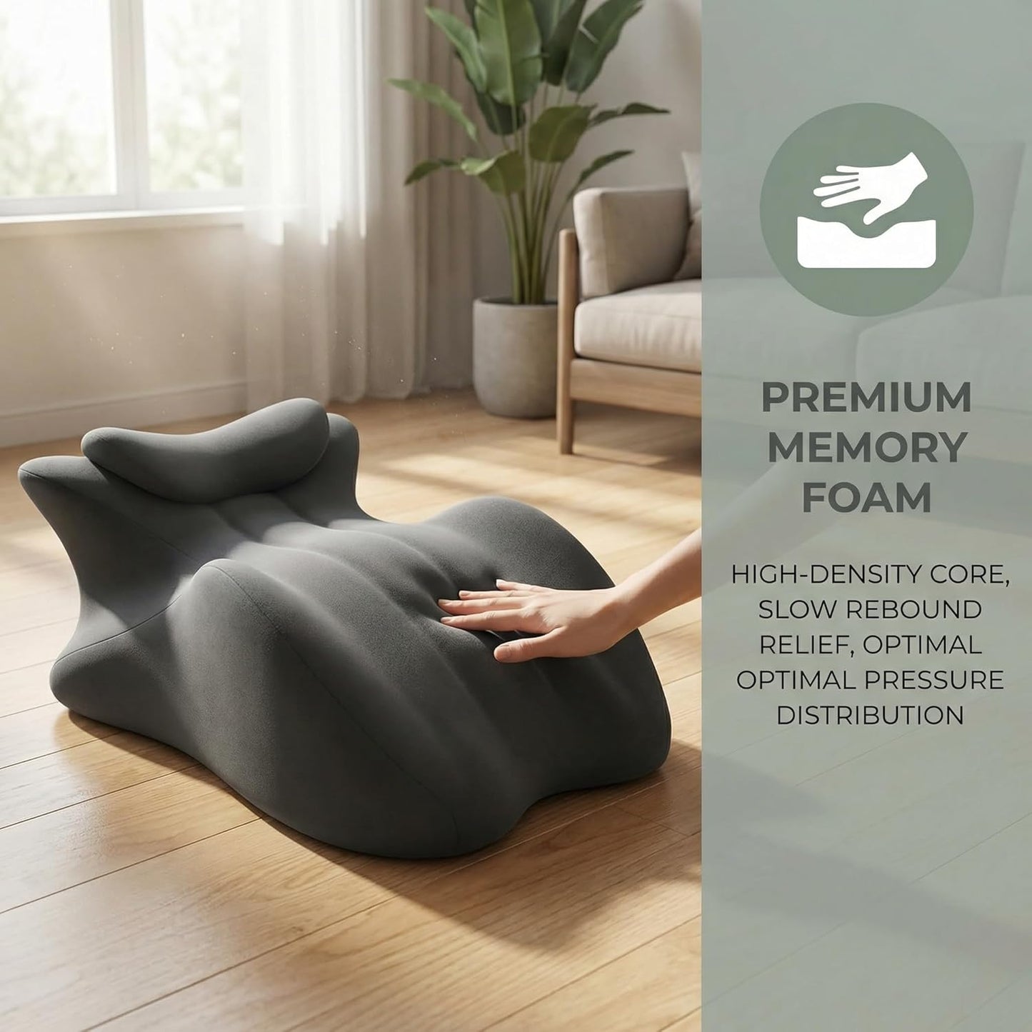 27° Ergonomic Contour Pillow - Memory Foam Back Support for Reading, Bed Rest & Post Surgery Recovery, Lumbar & Neck Pain Relief Cushion