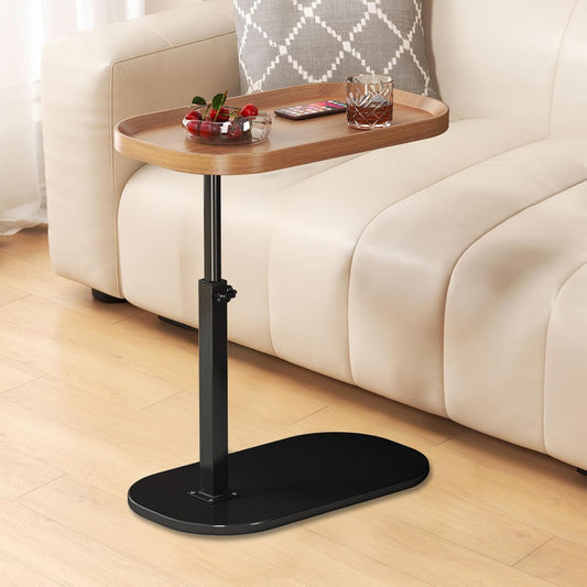 C-Shaped Side Table — Height-Adjustable, 360° Rotating, Slide-Under, for Sofa / Bed / Bathtub