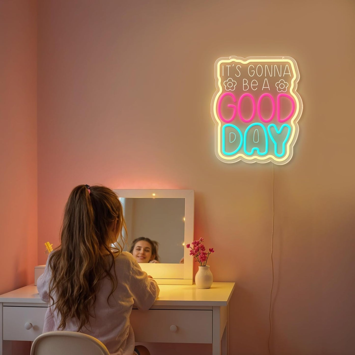 Neon Sign, It's Gonna Be A Good Day Neon Signs for Wall Decor, Dimmable Acrylic Neon Lights for Living Room Bedroom Playroom Restaurant Bar Pub Club Hotel Commercial Streets Party Decorations