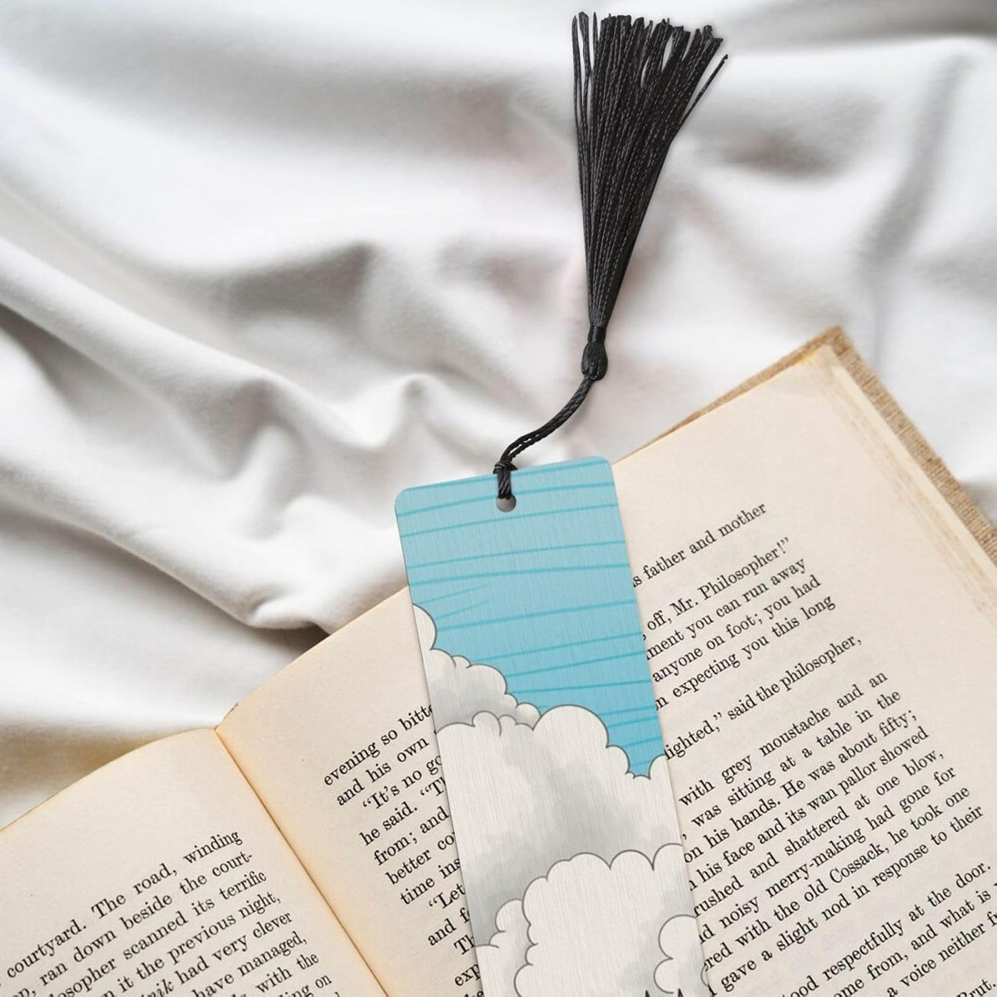 Neatly Arranged Pens Bookmarks Gifts for Women Men, Wooden Bookmarks for Book Lovers, Vintage Book Marks Ornaments with Tassel, Unique Personalized Reading Page Markers Black