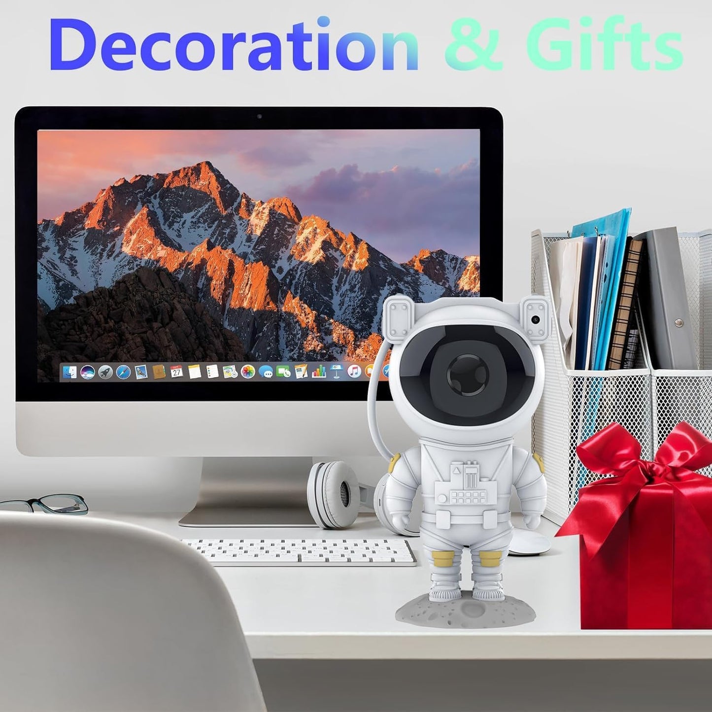 Hiya-Naya Astronaut Galaxy Projector Night Light, Starry Ceiling LED Lamp Space Buddy Projector with Timer and Remote for Bedroom, Kids Room Decor, Birthdays Gift (White)