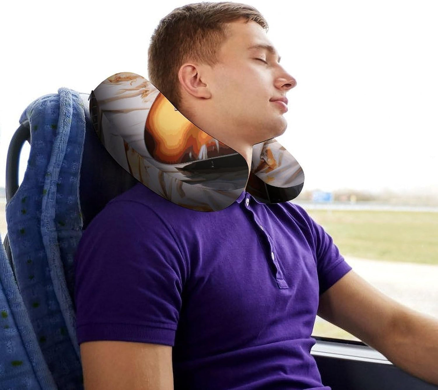 Watercolor Acoustic Guitar Neck Pillow Memory Foam U Shaped Pillows Portable Pillows for Shoulder Travel Head Support Pillow with Concealed Zipper for Airplane Car Home Office