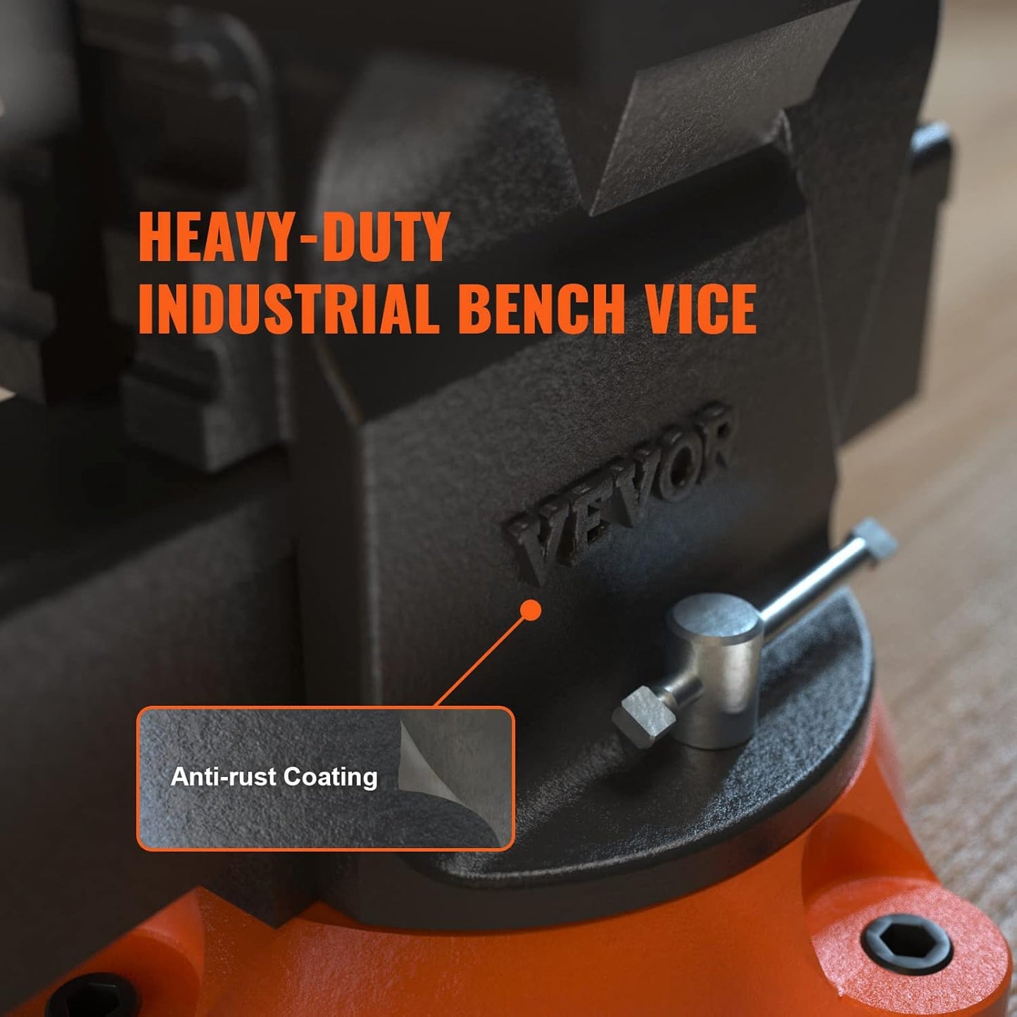 VEVOR Bench Vise, 6-inch Jaw Width 5.9-inch Jaw Opening, 360-Degree Swivel Locking Base Multipurpose Vise w/Anvil, Heavy Duty Ductile Iron Workbench Vise w/Bolts & Nuts, for Drilling, Pipe Cutting