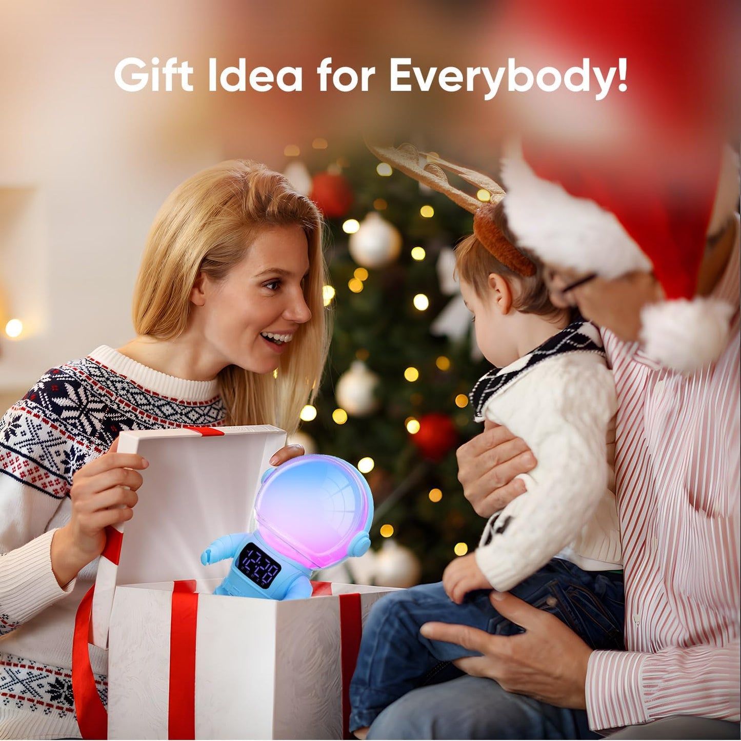Astronaut Sunrise Alarm Clock for Kids, White Noise Sound Machine with 30 Soothing Sounds, 22 Dimmable Nightlights, Bluetooth Speaker, Dual Digital Alarm Clocks, Wake Up Light for Bedroom, Adults