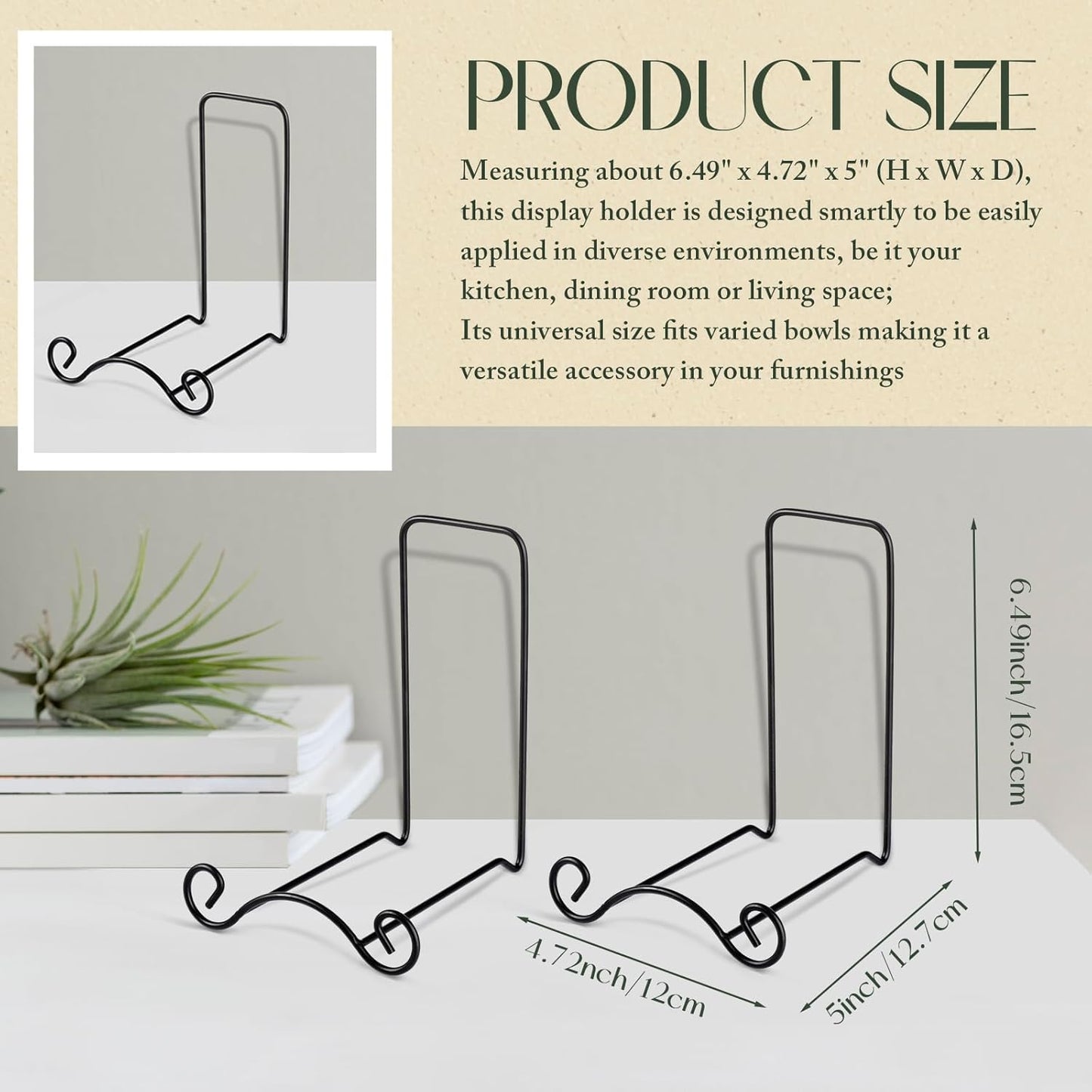 Baderke Wrought Iron Bowl Deep Platter Stand Detachable Metal Scroll Display Rack Easel Metal Bowl Display Stand Decorative Holder Dish Picture Easel(Black,1 Pcs)