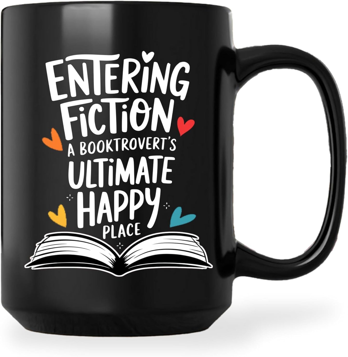 Book Lovers Coffee Mug 15oz Black -Fiction Place - Gift for Book Club Bookworm Bookish Reading Nerdy Avid Readers Women