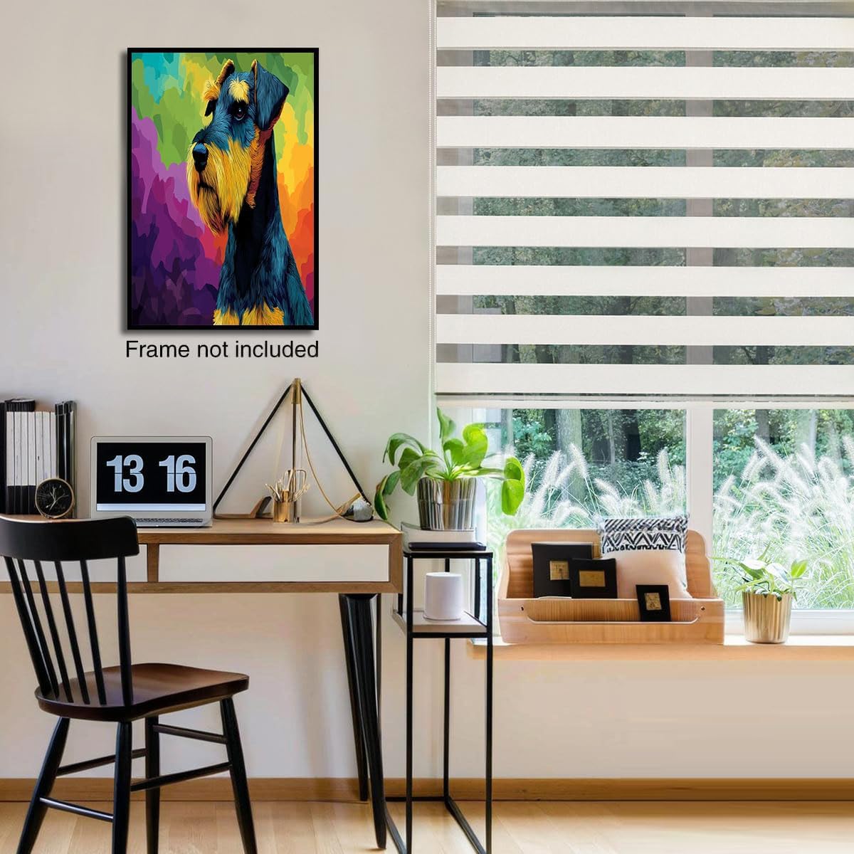 GDJSMIN Oil Painting Animal Pattern Wall Art, Airedale Terrier Portrait Poster for Reading Room Living Room Decor 16x 24 inch Unframed