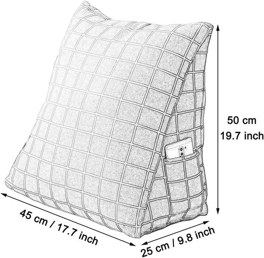Sofa Back Cushion Lumbar Support Pillow for Office Chair Back Support Pillow for Car Reading Pillow Bed Wedge Backrest Lounge Cushion for Living Room Travel (Color : B, Size : 45 x 25 x 50 cm)