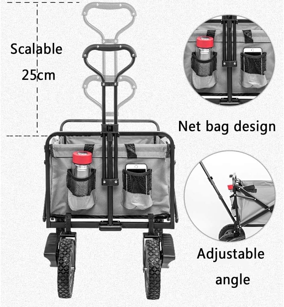 Outdoor Folding Utility Wagon Garden Cart with Roof Heavy Duty Handcart Collapsible Portable Festival Camping Transport Cart Bearing 100 / 220lbs (Color : Style 2)