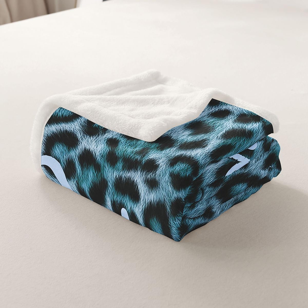 Feelyou Leopard Print Get Naked Throw Blanket Funny Quotes Soft Fleece Sherpa Cozy Fuzzy Plush Warm Blue Fuzzy Plush Throw Cheetah Twin 60"x80" for Bed Couch Living Room