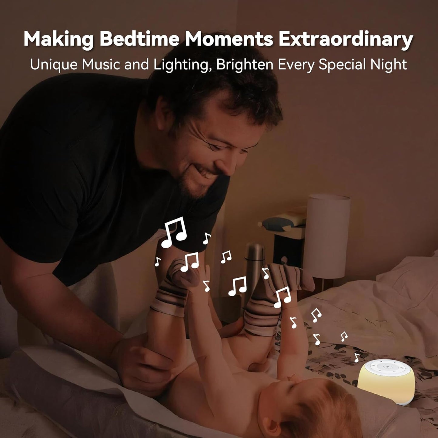 White Noise Sound Machine with 7 Colors Night Light 34 Soothing Sounds, Portable Sound Machine for Baby Adults Kids Sleep with 30 Volume Levels 4 Timers Adjustable Brightness (White)