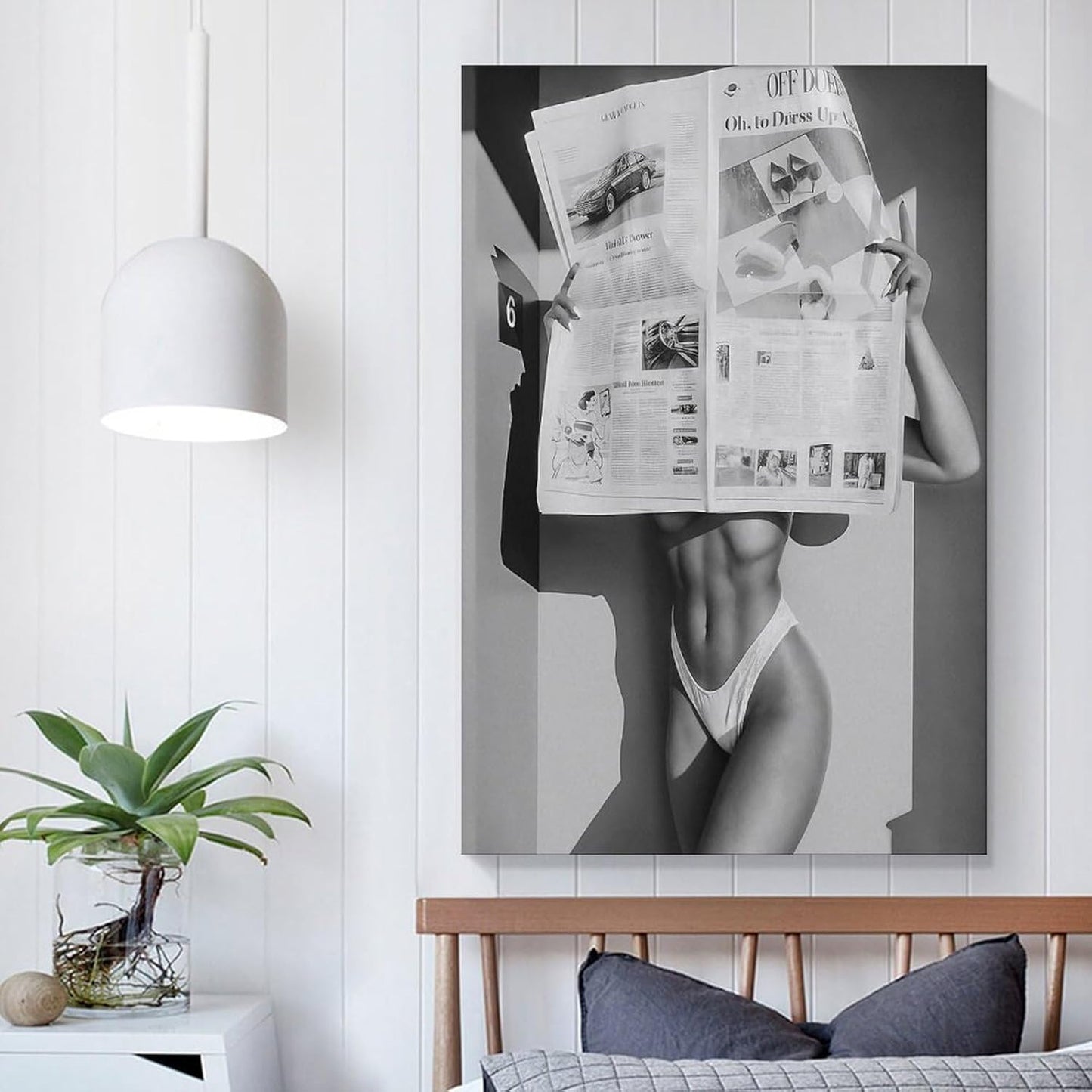 Wall Decoration Painting Beautiful Woman Reading Newspaper Black And White Feminist Poster Wall Art Bar Decoration Canvas Art Poster And Wall Art Picture Print Modern Family Bedroom Decor Posters 08x1