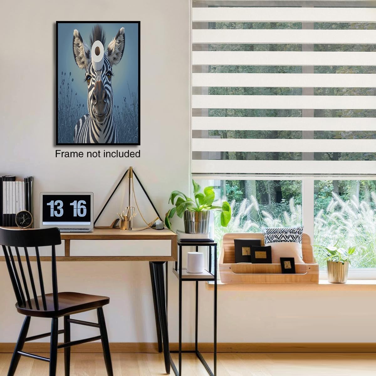 GDJSMIN Cute Animal Oil Painting Wall Art, Zebra With Toilet Paper Roll On Head Poster for Reading Room Living Room Decor 24 x 36 inch Unframed