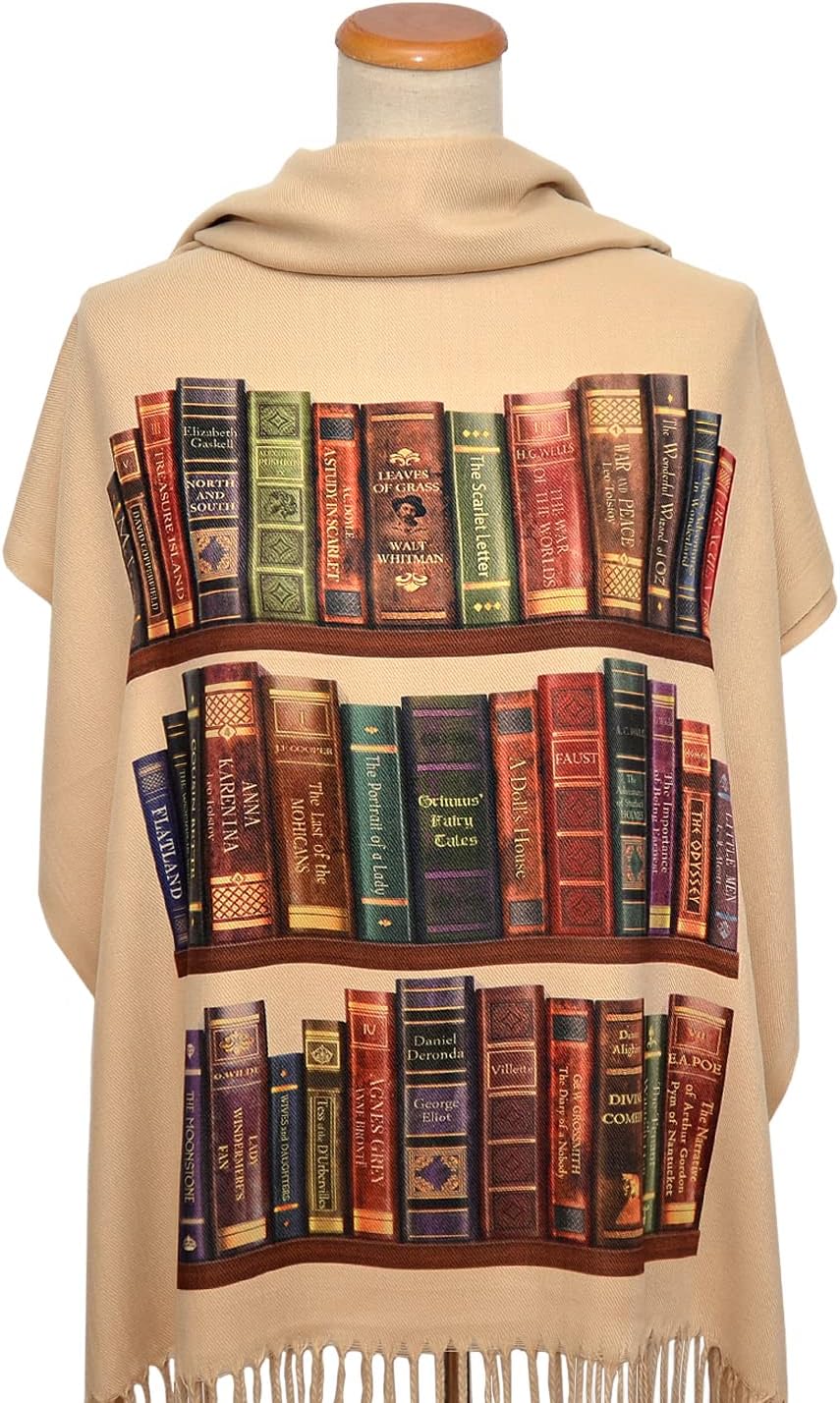 Universal Zone Bookshelf Scarf. Literary Shawl with the famous books' titles, Bookish Gift, Literary Gift, Book Lover Scarf, Librarian gift.