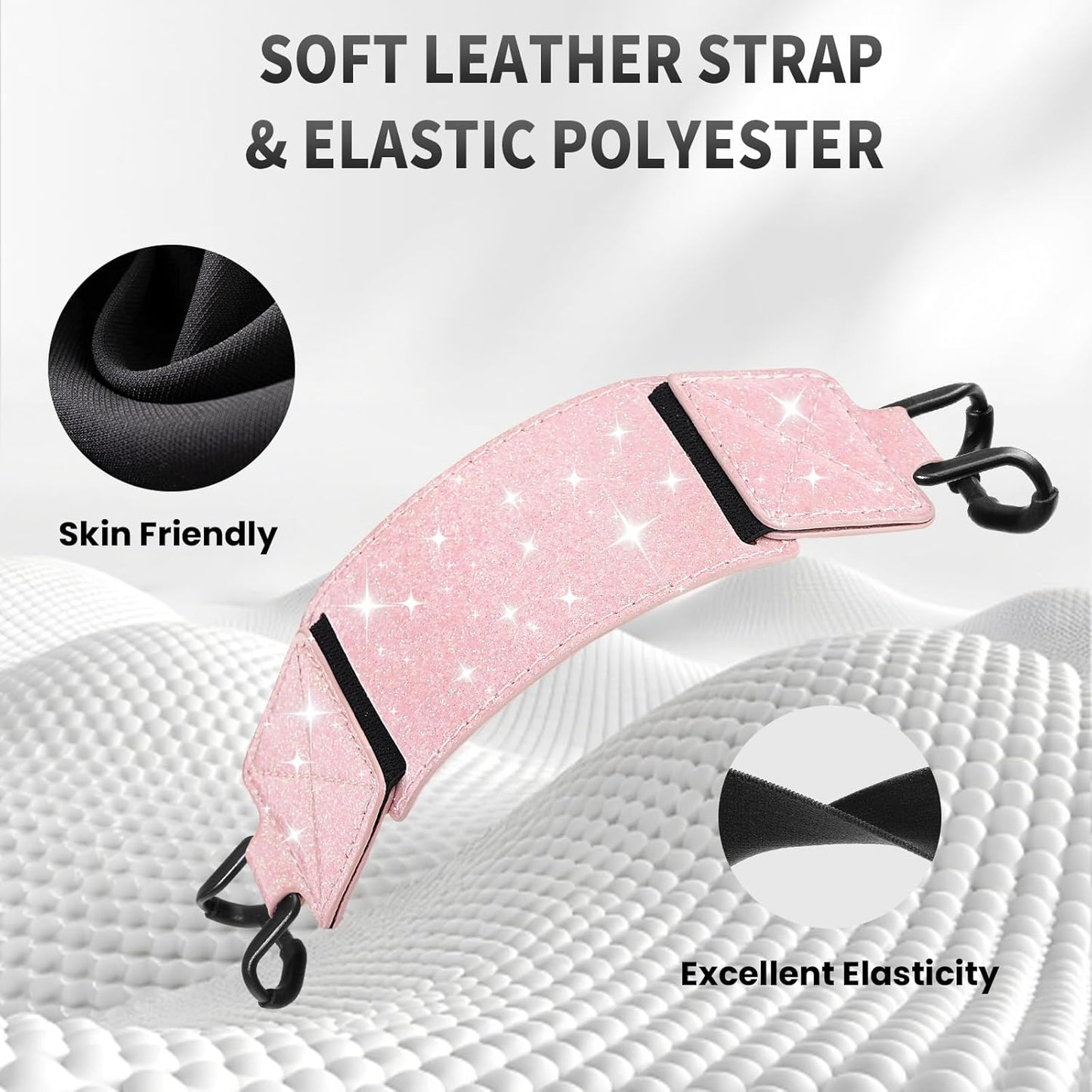 MoKo 2 Pack Security Hand Strap for 6-8" Kindle eReaders Fire Tablet-Kindle/Kobo/Voyaga/Lenovo/Sony E-Book Tablet,High-Elasticity Versatile Hand Strap Lightweight Finger Grip Holder, Shiny Pink White
