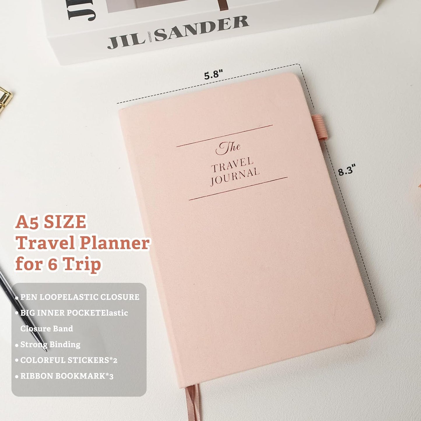 Travel Journal for Women & Men - Budget Travel Planner Notebook for 6 Trips Organizer- Travel Scrapbook to Record Memories and Adventures - Gifts for People Who Travel, Pink