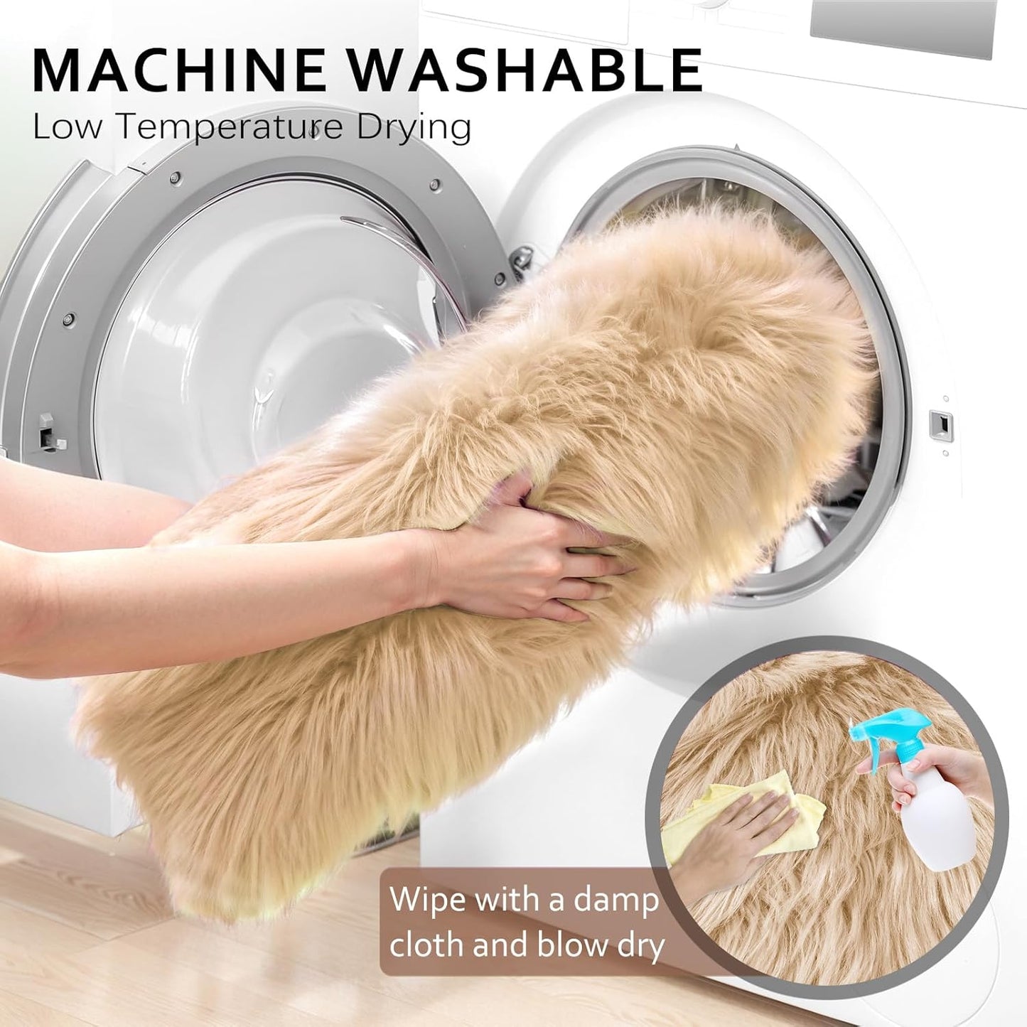 Ciicool Ultra Soft Faux Sheepskin Fur Rug Fluffy Chair Rug for Sofa Couch Seat Cushion.Shaggy Furry Small 2x4 Beige Bedroom Fuzzy Carpet for Living Room Kid's Room Nursery Decor