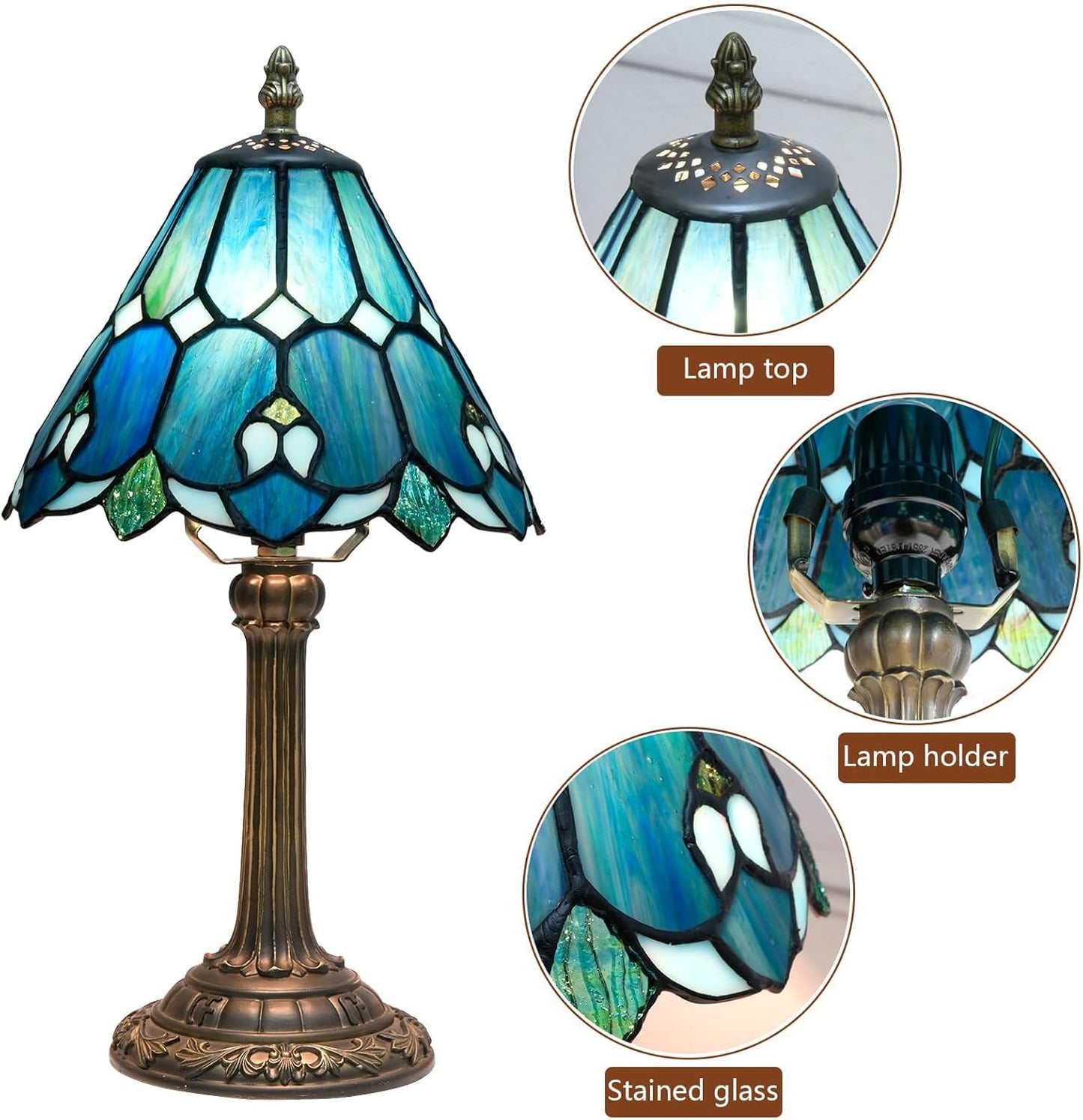 Tiffany Lamp Bedside Table Lamp-Nightstand,Stained Glass Lamp for Bedroom Dorm Living Kitchen, Aesthetic Cute Home Decor Gift (OFU1158)