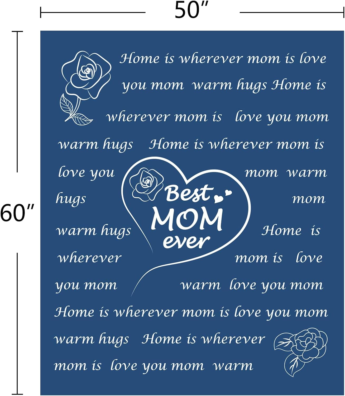BESTSWEETIE Mother's Day Blanket - Daughter & Son Gifts - Best Mom Ever - Fuzzy Throw Blanket for Mom, Wife, Friend - 50"x 60" Navy