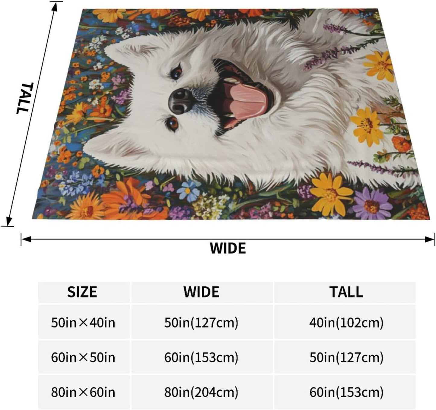Cute Samoyed Blanket Gifts for Women Girls Kids Dog Lovers, Puppy Flannel Blankets, Warm Cozy Soft Throw for Bedroom, Camping, Couch, Decor 50x60 in