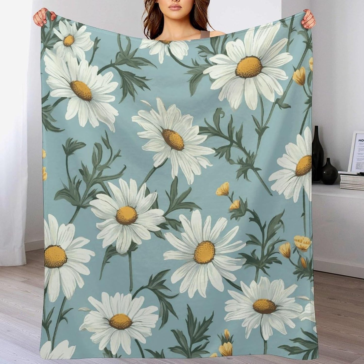 Daisy Throw Blanket for Couch Super Soft Warm Lightweight Throw Blankets Cozy Flannel Bed Blanket Cute Decorative Blankets for All Seasons Home Decor Gift 60"*80"（150 * 200cm）