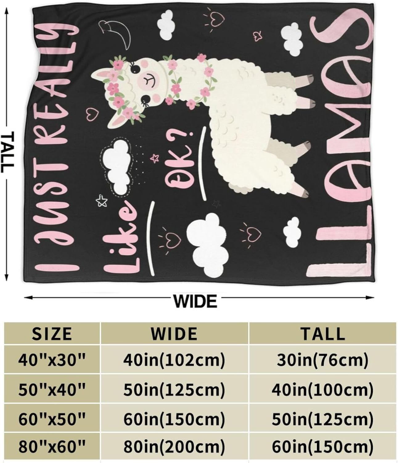 Cute Llamas Blanket, Soft Plush Fleece Animal Throw Blanket - Cozy Warm Stuff Blankets Bedding Llamas Gifts for Women Girls Kids Adults 40"X50"