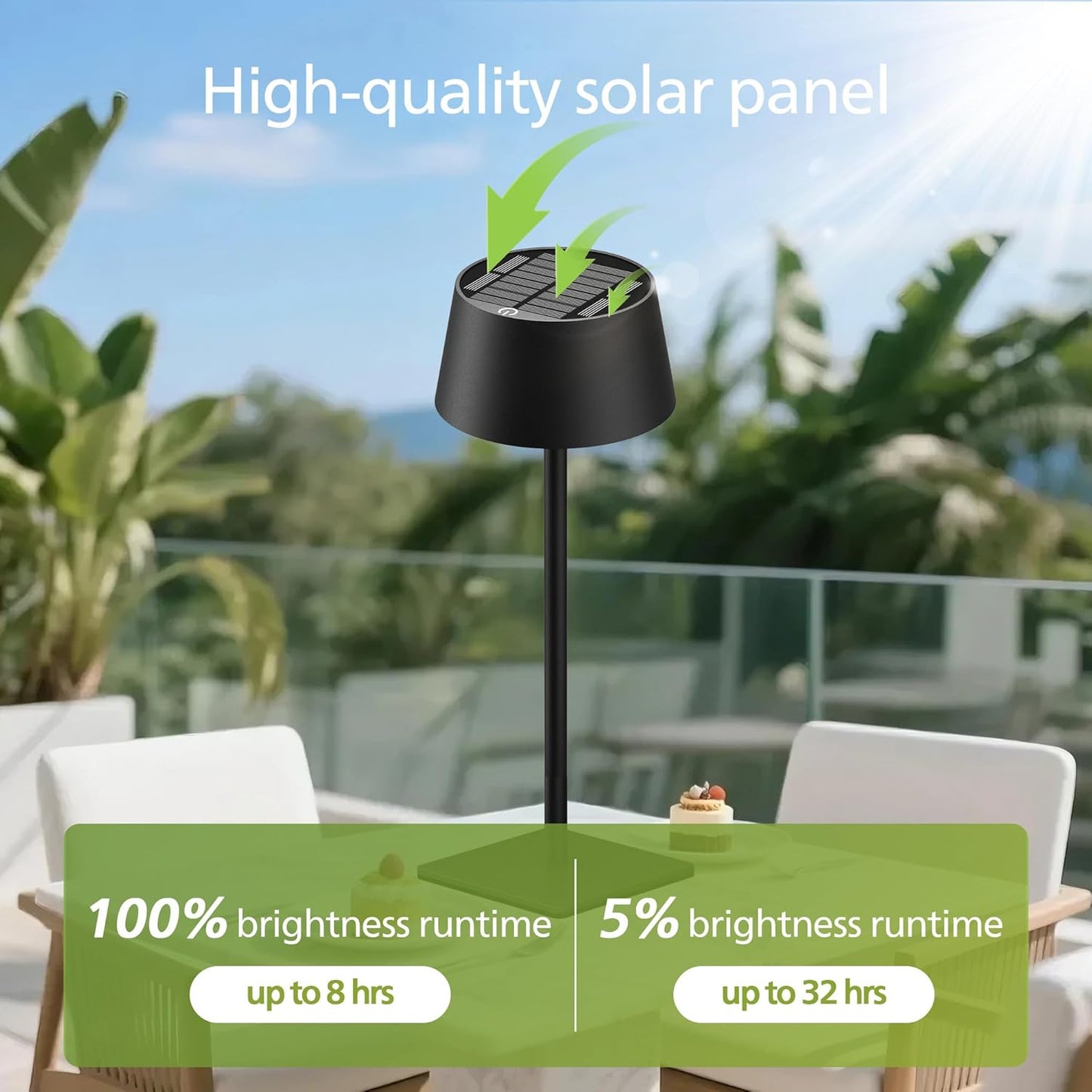 Philips Solar Outdoor Table Lamp, Portable LED Desk Light,Cordless Battery-Operated，2 Adjustable Height, Touch Control & Stepless Dimming Night Light，Waterproof for Garden, Bedroom