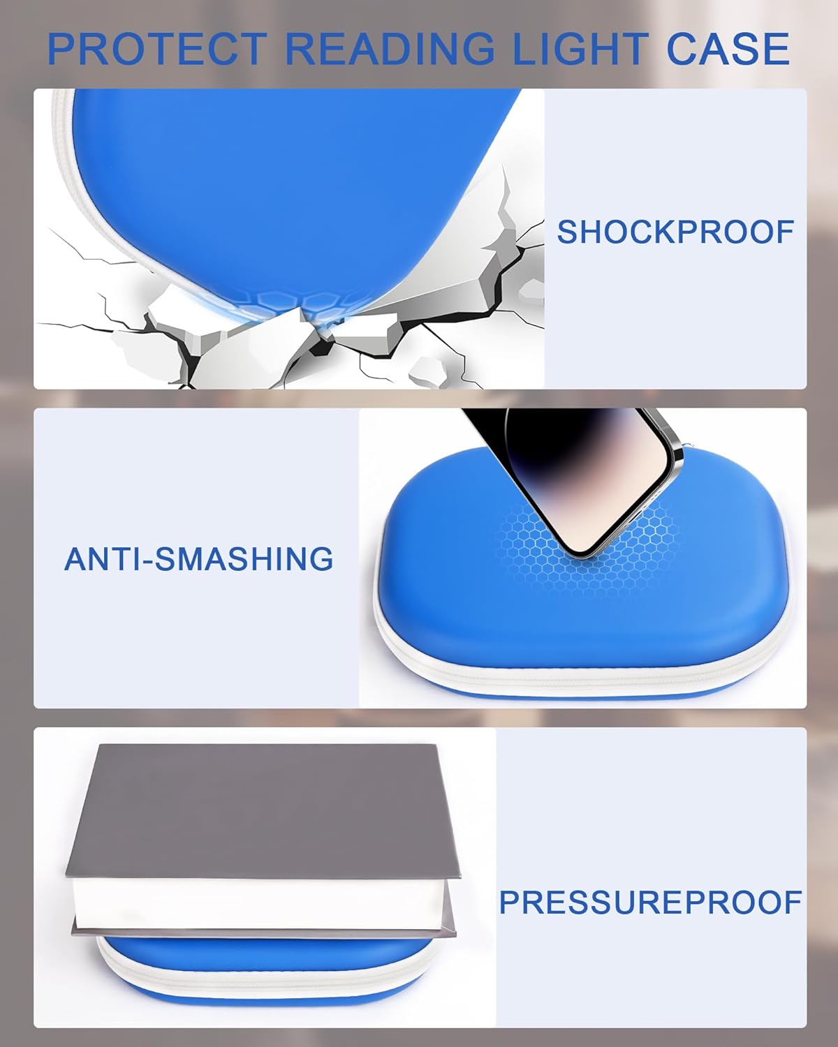 Reading Light Case for Glocusent LITOM LEDGLE TSINGREE, Book Light Case for Reading in Bed, Portable Storage Case for Home Travel (BLUE, SMALL)