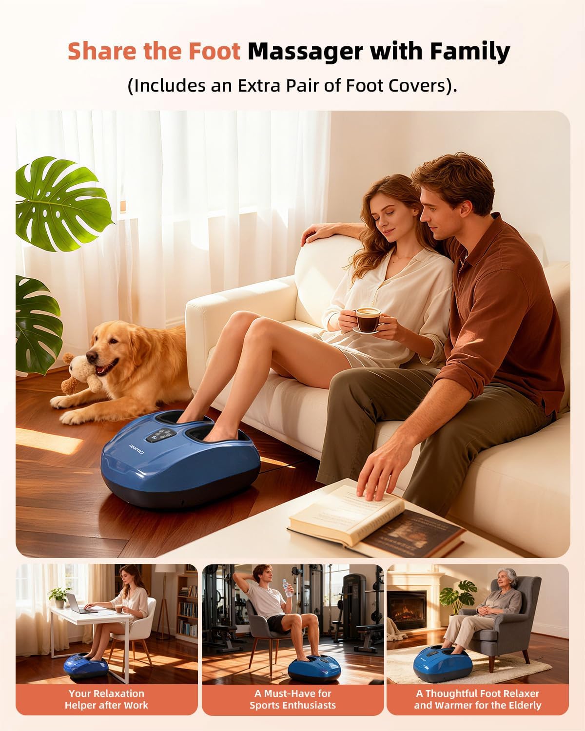 Foot Massager with Heat, Shiatsu Deep Kneading Foot Massager, Plantar Fasciitis Massager, and Heat for Plantar Fasciitis, Neuropathy, Suitable for Women Men, Fits Up to 13 (Light Blue,Corded)