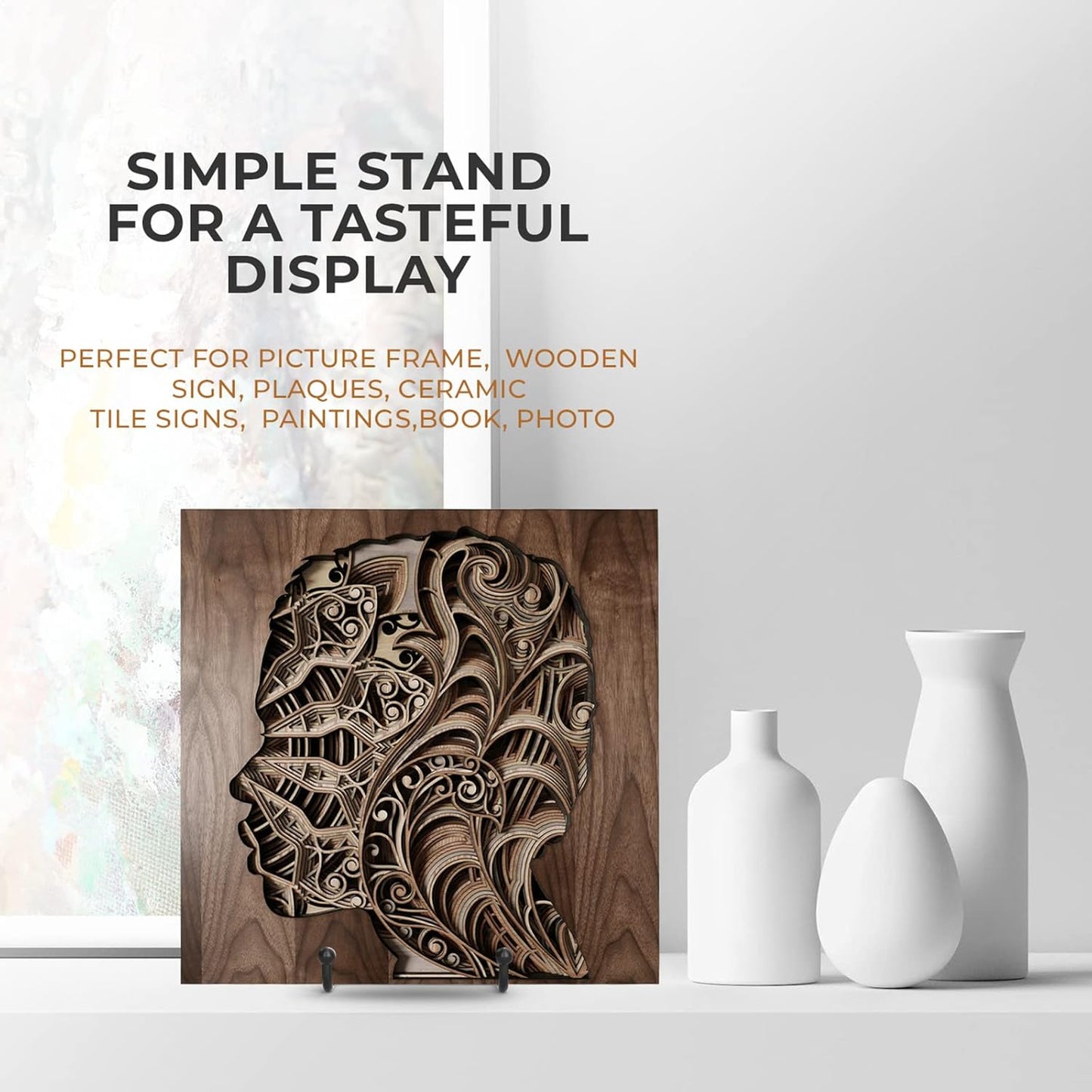 TR-LIFE 3 Pack 6 Inch Display Stands - Holder Stand for Picture, Decorative Plate, Platter, Plaque, Book, Photo Easel