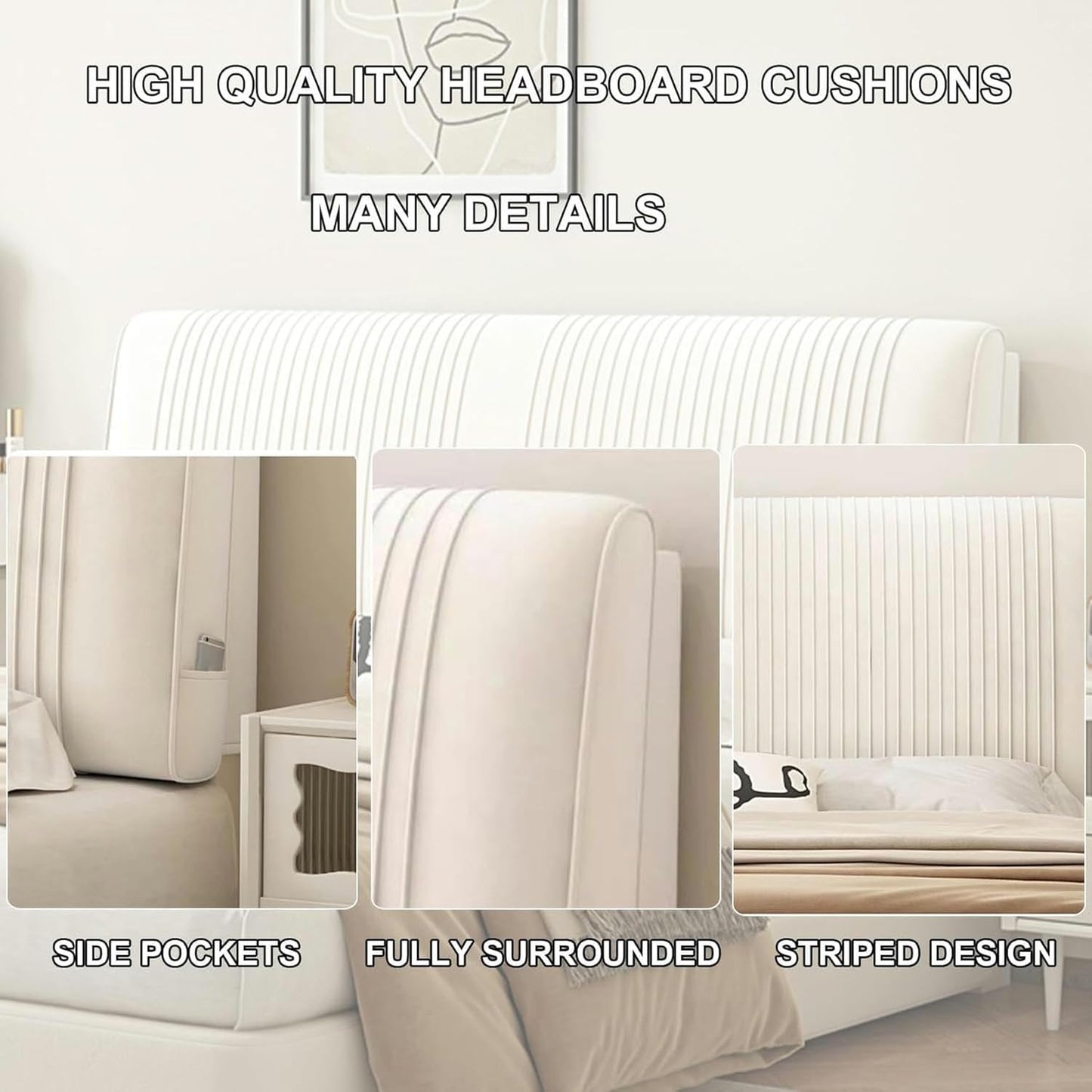 AMNOOL Large Bed Backrest Headboard Cushion Wall Pillow Headboard Bed Rest Pillow Neck Lumbar Support Pad Removable Cover Home Dorm Daybed Tatami Cushion