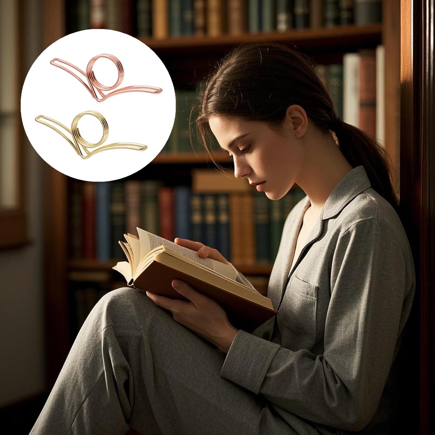 6 PCS Thumb Book Page Holder Professional Thumb Page Holder Metal Book Thumb Holder Book Opener Holder Book Holder Thumb Reading Book Accessories for Reading Lovers(Gold and Rose Gold)