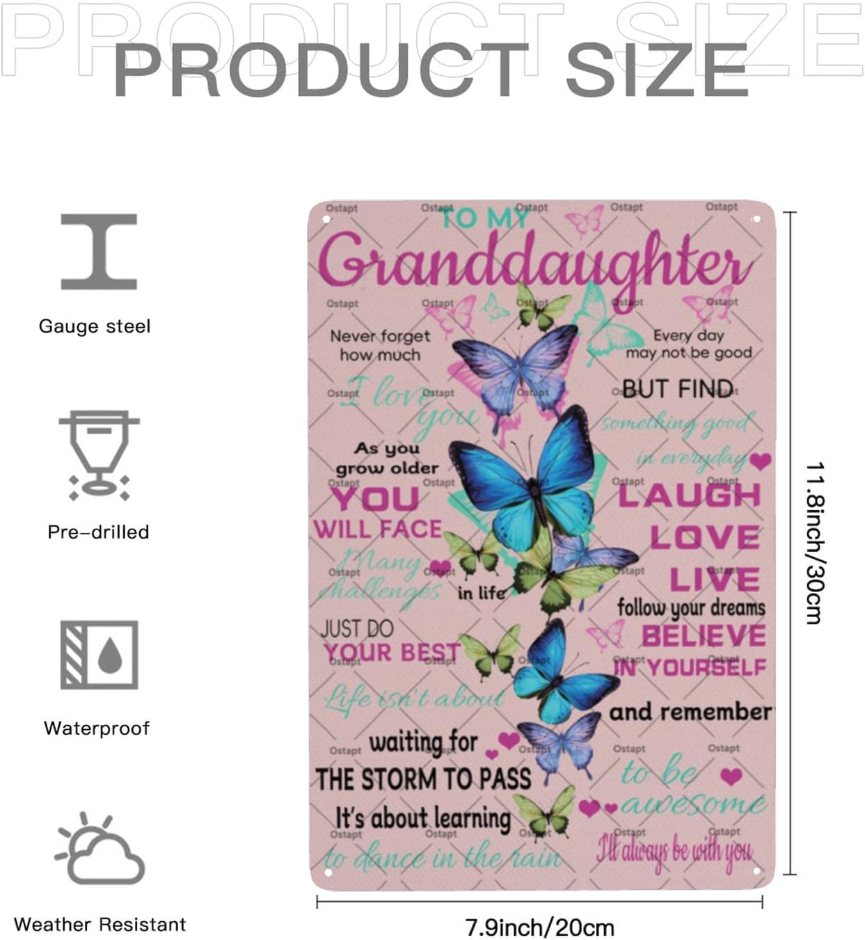 Inspirational Granddaughter Sign For Grandma Grandpa To My Granddaughter Metal Tin Sign Granddaughter Gifts From Grandma Never Forget How Much I Love You Wall Decor For Home Bedroom 8x12