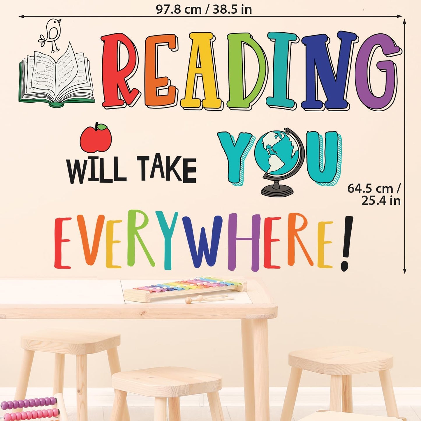 DECOWALL Reading Corner Wall Decals – Inspirational Peel and Stick Removable Stickers for Classroom, Kids Room & Nursery – Book Theme Wall Art for Bedroom, Library & Playroom Decor (DS9-8092)