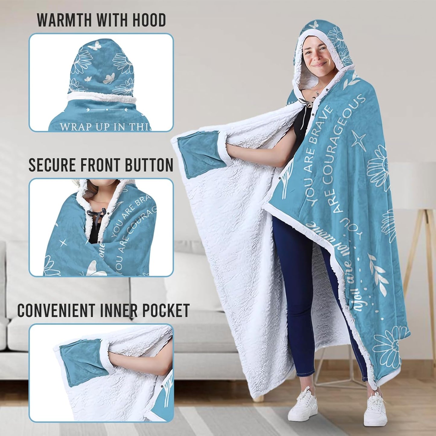 Get Well Gifts for Women, Wearable Hug Healing Blanket, Inspirational Thinking of You Gifts for Christmas Birthday, Warm Recovery Blanket for Women, Feel Better Gift After Surgery
