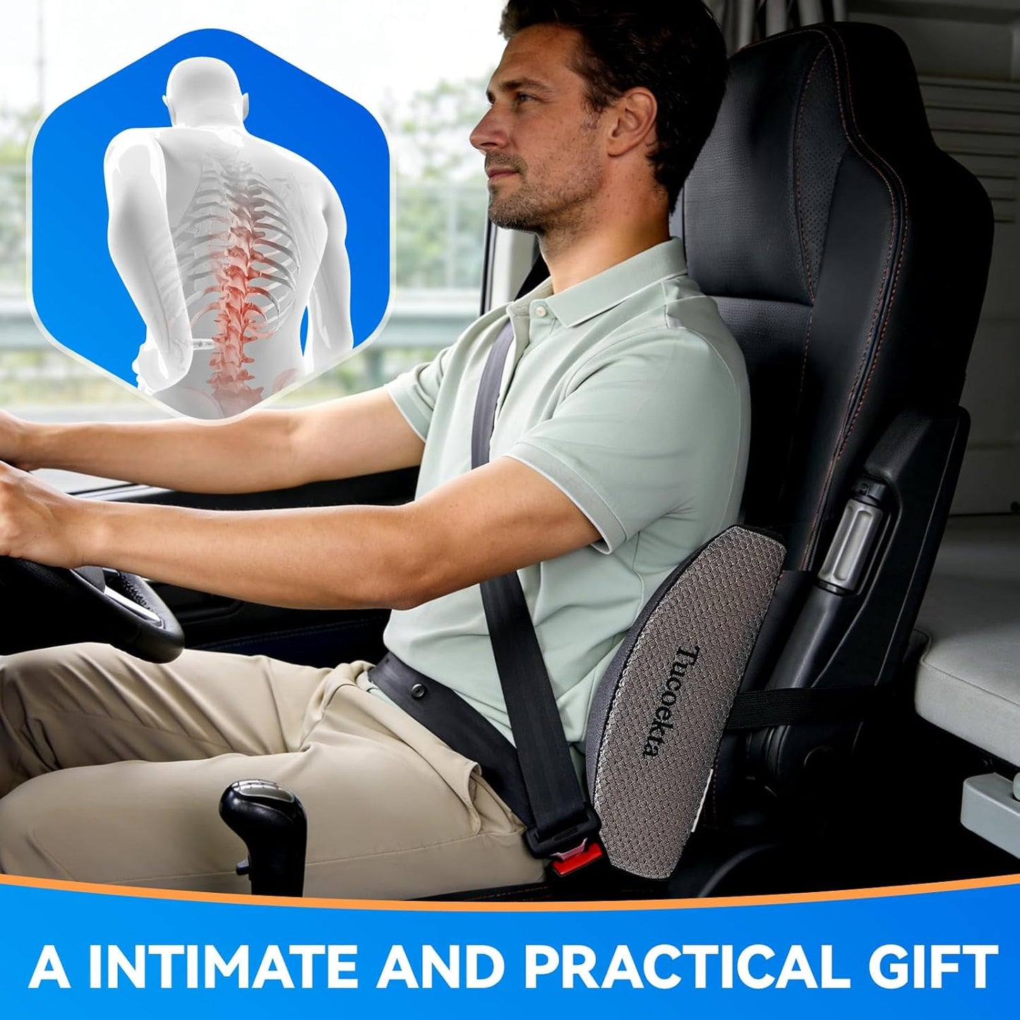Lumbar Support Pillow for Office Chair, Gaming Chair, or Car, Memory Foam Cushion with Breathable Ventilated Mesh and Adjustable Straps for Long Lasting Back Support Ergonomic Suitable Gift