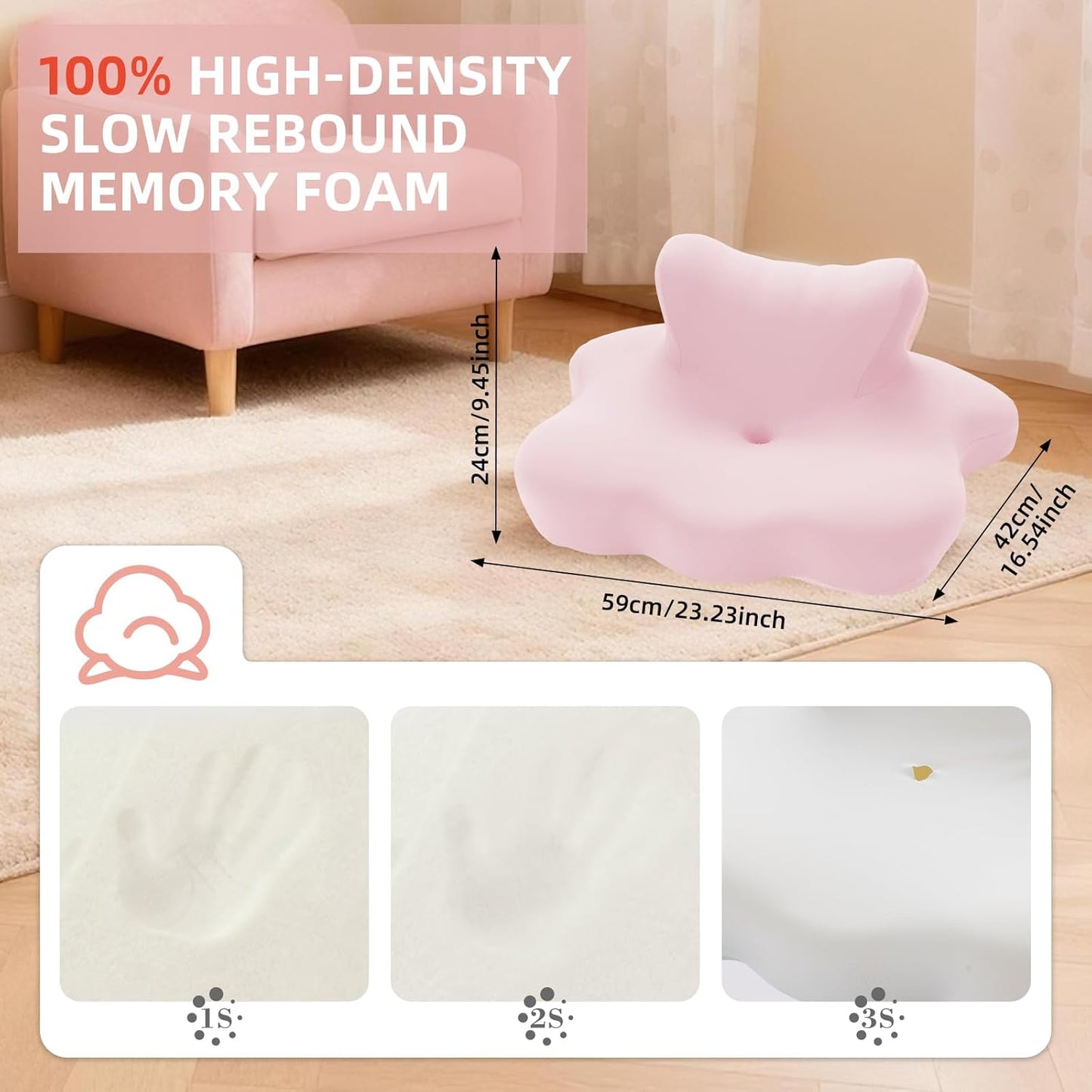 Reading Pillow for Bed, Ergonomic Memory Foam Bed Wedge Pillow for Lying, Headboard, Sleeping, Sitting and Prone, Chin & Back Support Multifunctional Pillows, Pink