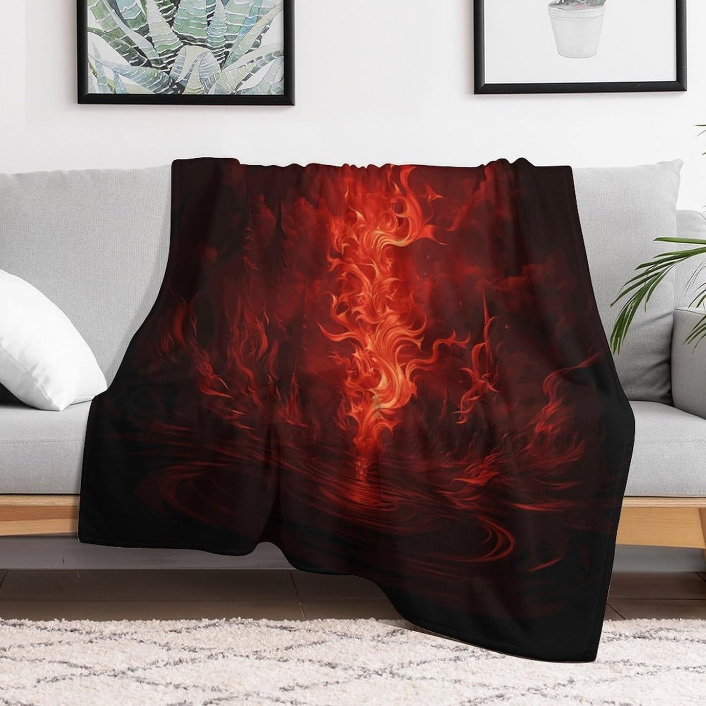 Red Flame Blanket Super Soft Lightweight Throw Blanket Cute Cozy Warm Bed Blanket Decorative Fuzzy Blanket All-Season Home Decor Gift for Sofa Couch Living Room 50"*60"（130 * 150cm）
