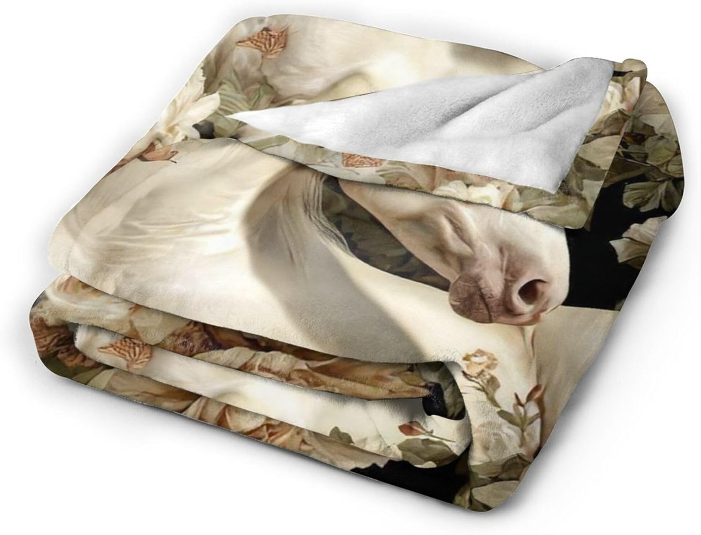 Horse Throw Blnaket Gifts for Women Girls Kids Adults, Super Soft Funny Vintage White Horses Blanket Gifts for Horse Lovers, Warm Cozy Plush Fleece Flannel Throw Blankets 50"X40" for Couch Bedding