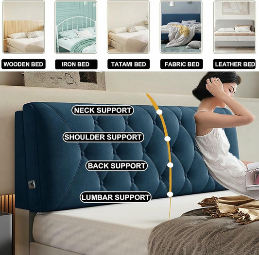 Headboard Pillow Wall Mounted Headboard Backrest,Large Upholstered Headboard Full Tufted Cushion Lumbar Support Bolster for Daybed Bunkbed~/