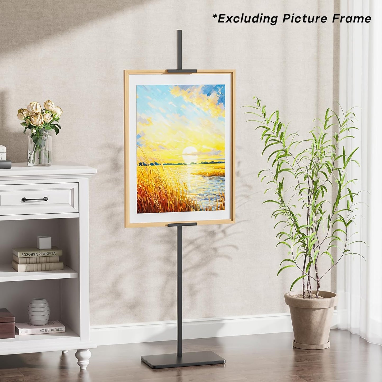 Adjustable Easel Stand for Picture Frames, Holds Frames Up to 63" Tall, Floor Heavy Duty Metal Display Holder Stand for Sign, Tabletop Sturdy Art Easel for Home, Office, Galler