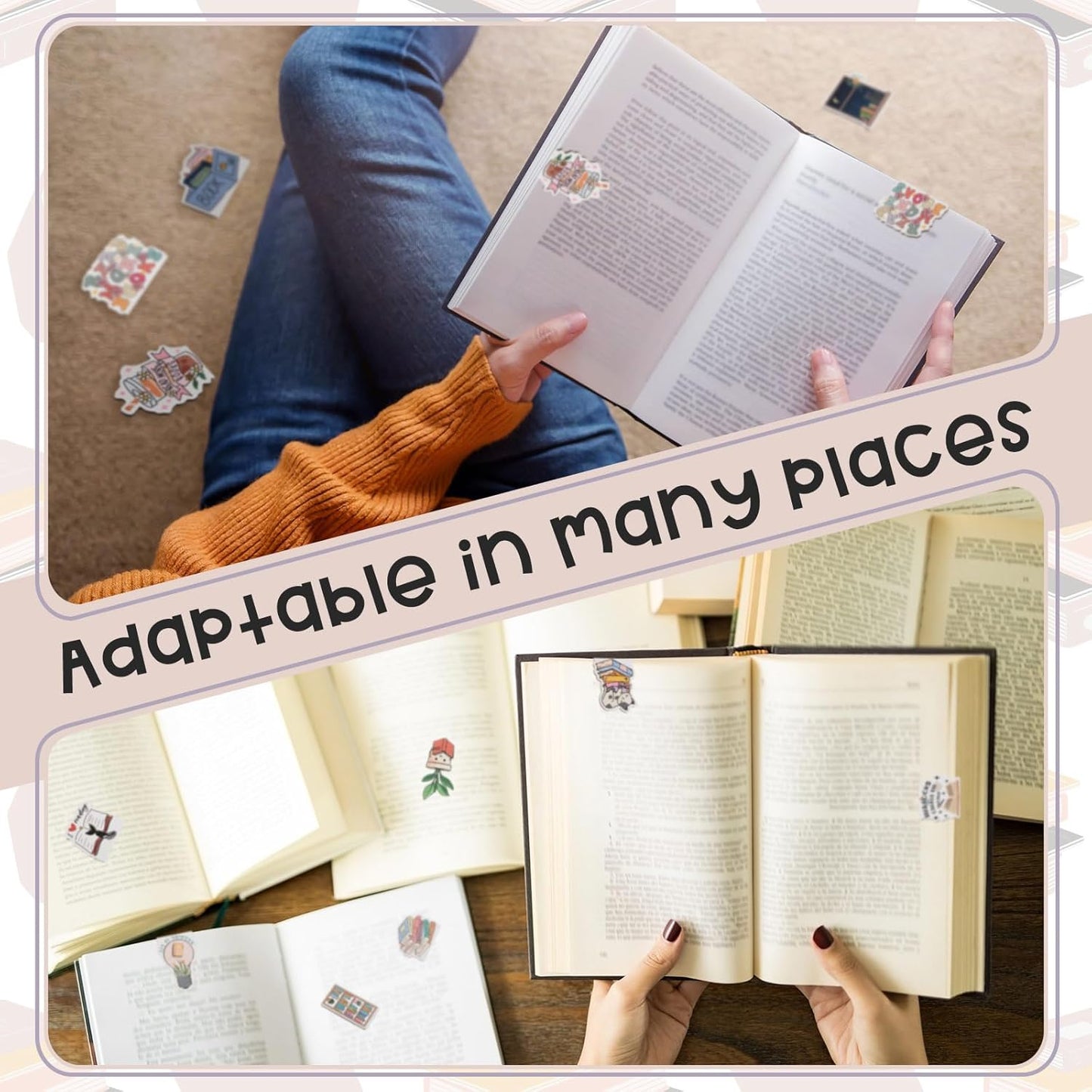 Nezyo 24 Pieces Magnetic Bookmarks Cute Magnet Page Markers Foldable Page Clip for Students Reading Stationery Supplies Office Presents(Book)