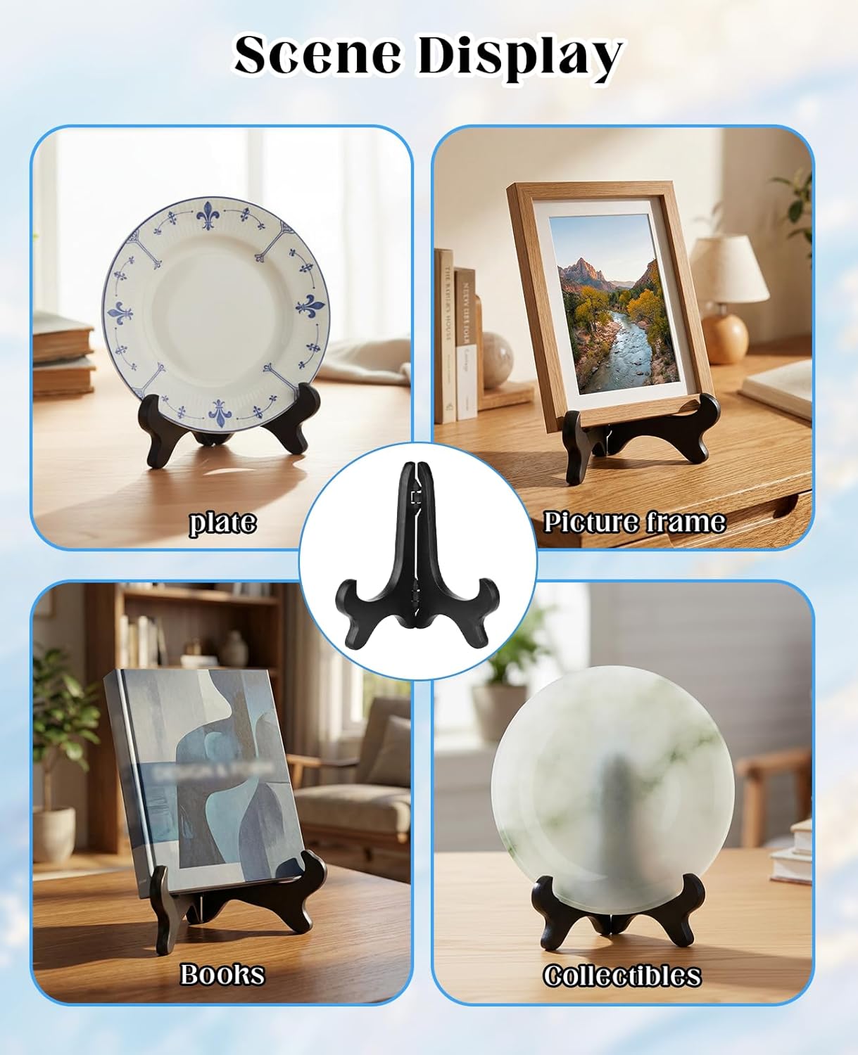 10PCS Small Plate Stands for Display 4", Mini Folding Wood-Like Plaque Holder Easel for Displaying Picture Dish