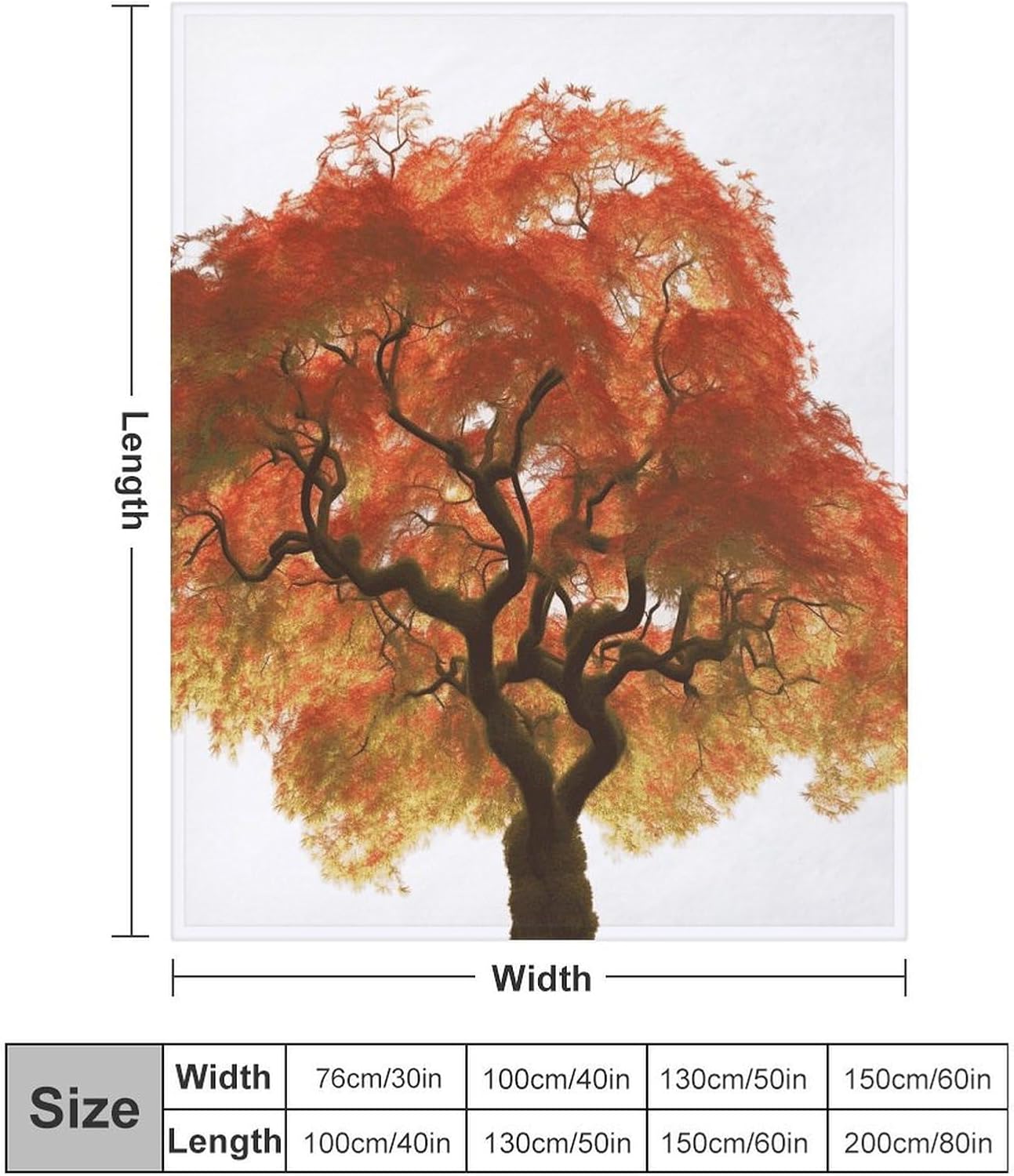 Maple Tree Throw Blanket for Couch Super Soft Warm Lightweight Throw Blankets Cozy Flannel Bed Blanket Cute Decorative Blankets for All Seasons Home Decor Gift 40"*50" （100 * 130cm）