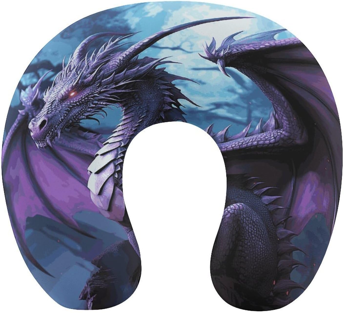 Purple Dragon Purple Moon Neck Pillow Memory Foam U Shaped Pillows Portable Pillows for Shoulder Travel Head Support Pillow with Concealed Zipper for Airplane Car Home Office