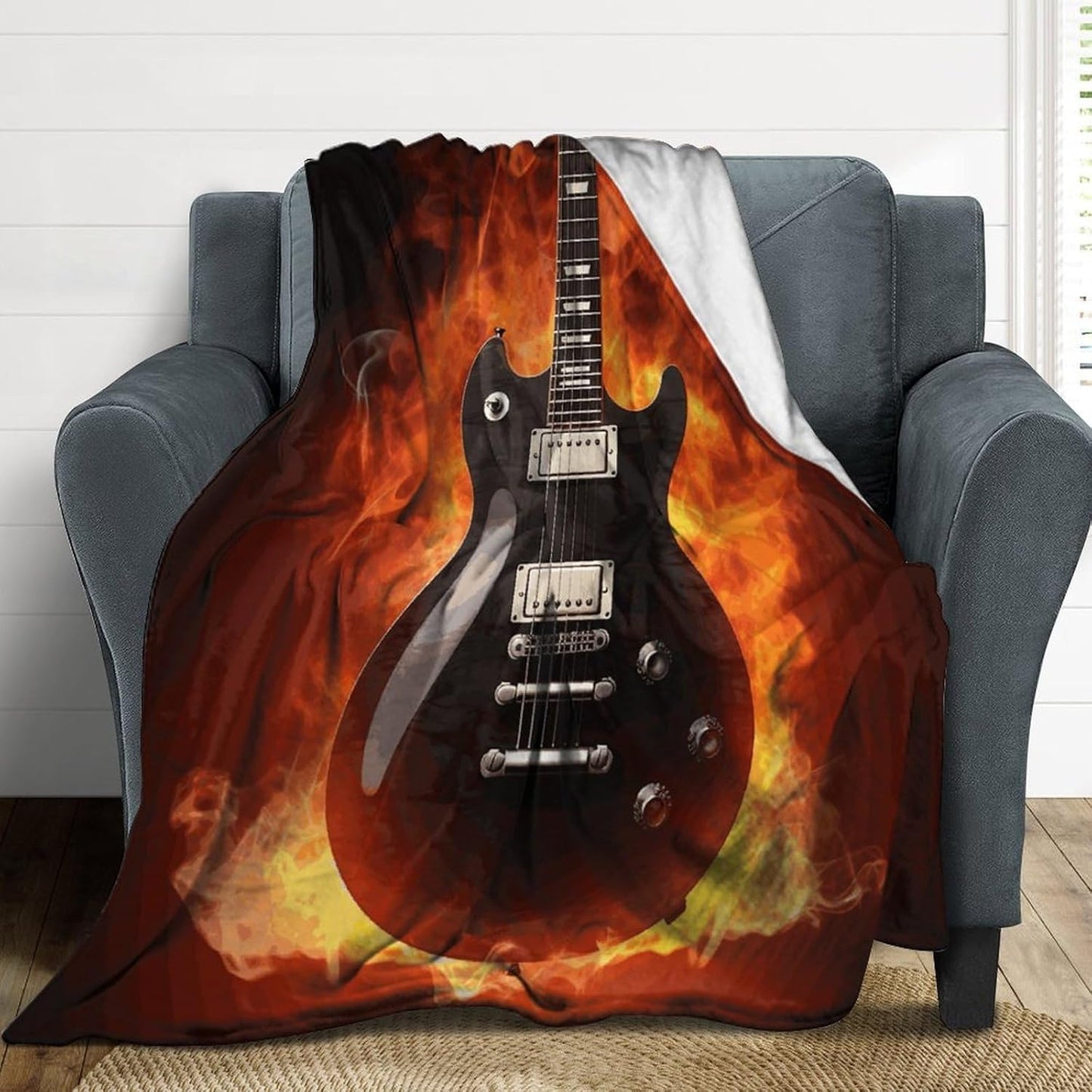 Rock Guitar Blanket Super Soft Lightweight Throw Blanket Cute Cozy Warm Bed Blanket Decorative Fuzzy Blanket All-Season Home Decor Gift for Sofa Couch Living Room 50"*60"（130 * 150cm）
