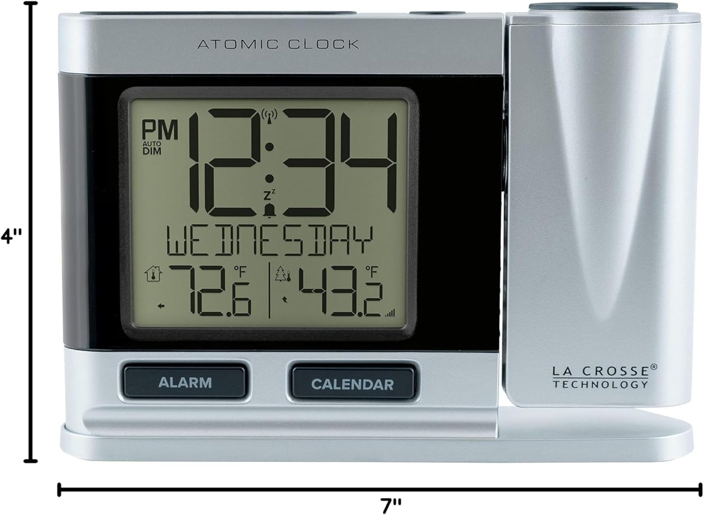 La Crosse Technology Atomic Projection Alarm Clock with Temperature and Sensor Protection Shield