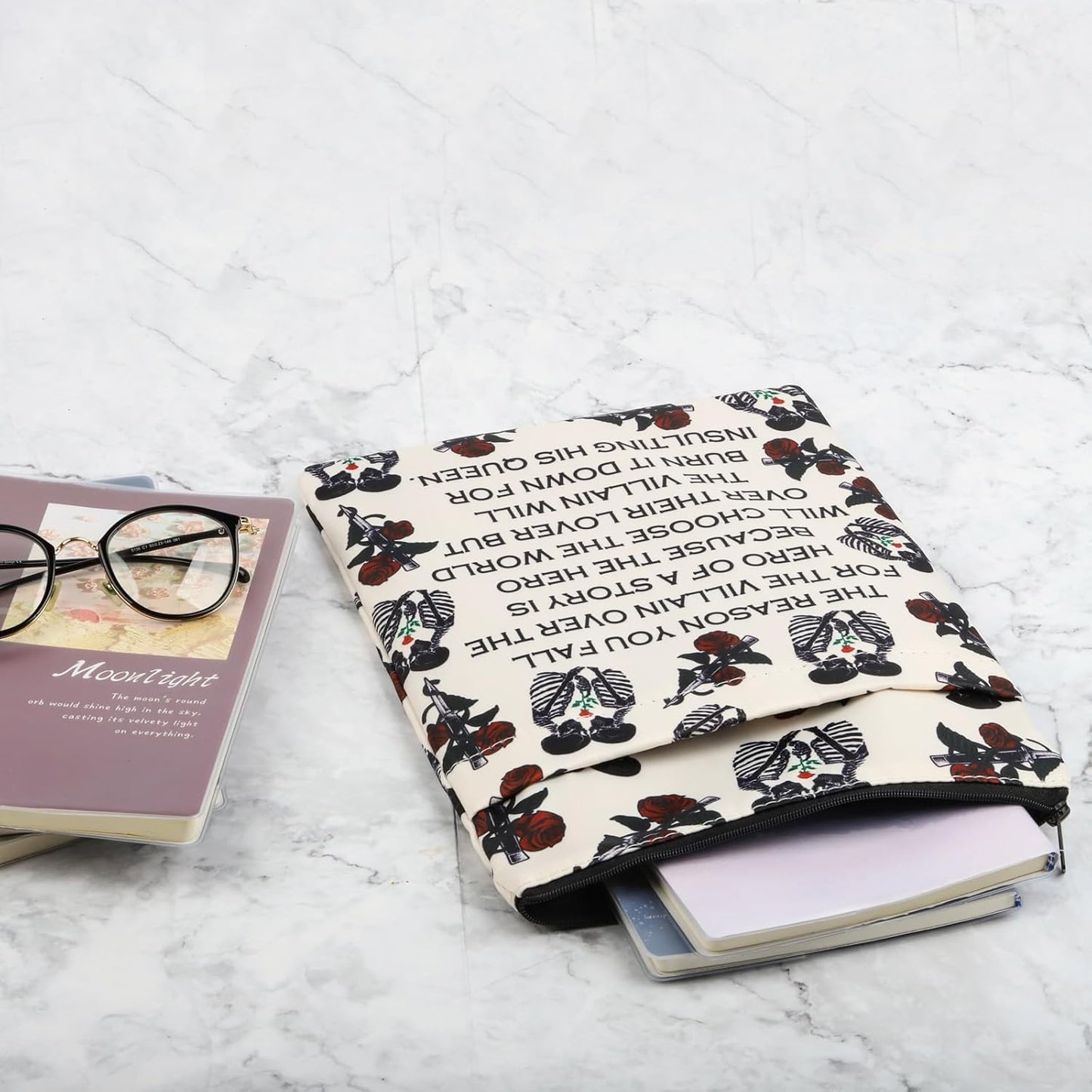 The Villain Skeleton Theme Dark Romance Book Sleeve Reader Gift Skeleton Lovers Gift Bookish Gift (Villain Skeleton-b)