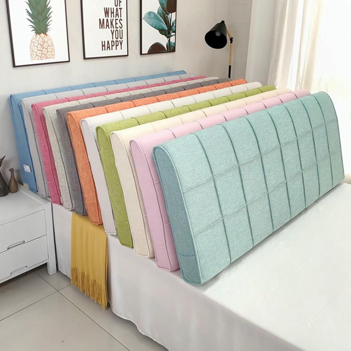 Gray2,Paste/71x23x4In,Wedge Headboard Upholstered Linen Reading Pillow Lumbar Support Pillow, Large Pillowboard Headboard Cushion Bed Backrest for Sofa Bed Bunk Bed